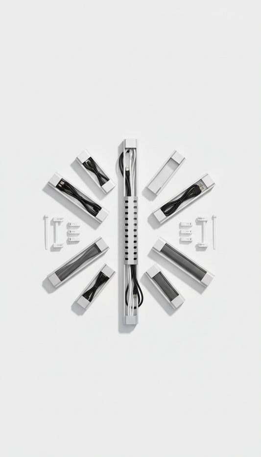 Modular under-desk cable management kit